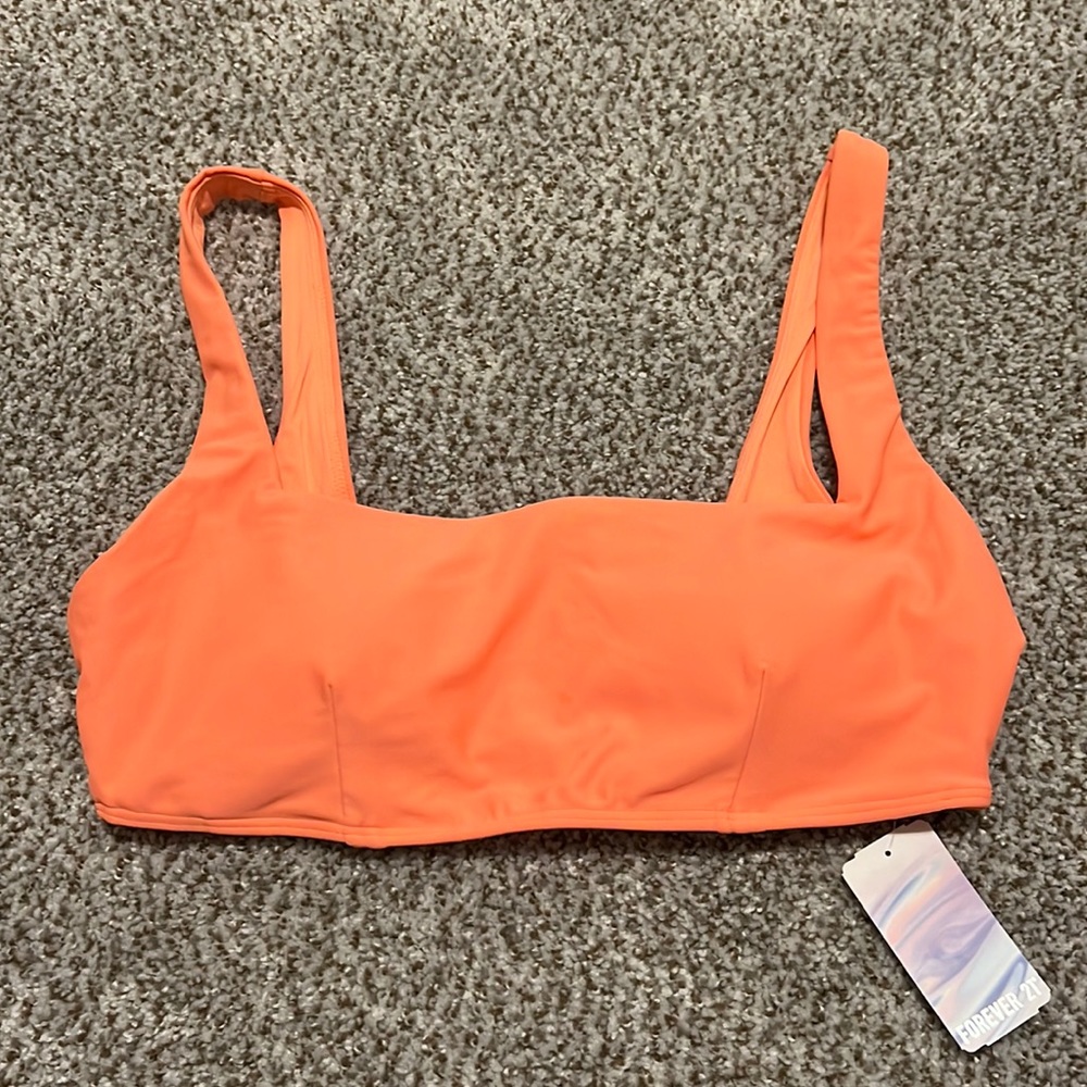 Coral Forever 21 Square Neck Bikini Top